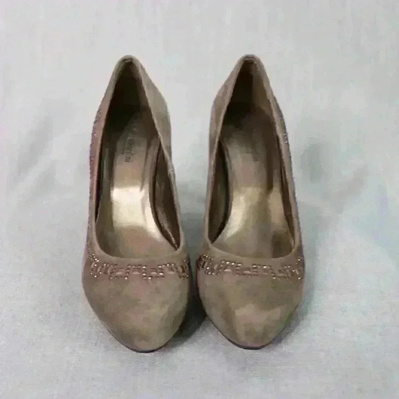 Nero Giardini Suede Pump Womens 36 EU 5 US 3.5" Stacked Heel Italy Y2K - Picture 9 of 13